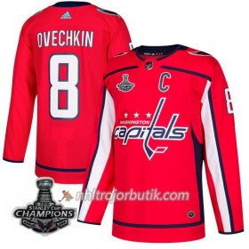 Män Ishockey Washington Capitals Tröja Alex Ovechkin 8 2018 Stanley Cup Champions Adidas Röd Authentic